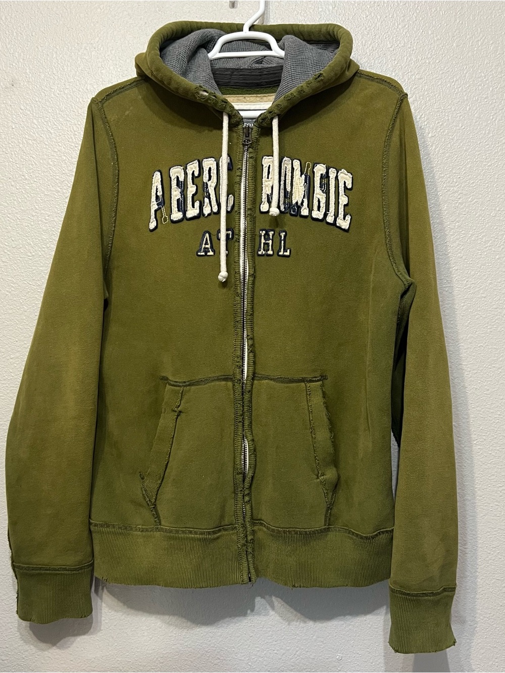 Vintage Abercrombie & Fitch Hoodie Men's XL Zip Up Grunge Distressed Y2K
